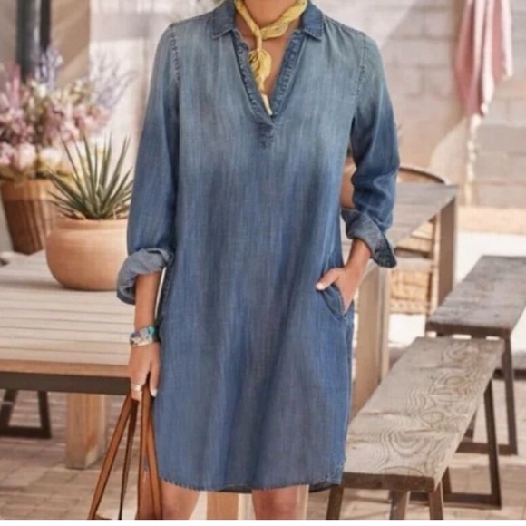 cloth & stone Dresses & Skirts - Anthropologie Cloth & Stone Dark Denim Shirt Dress
